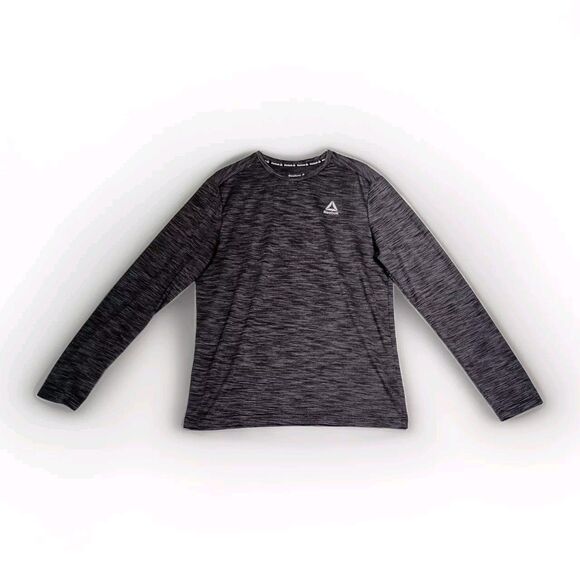 Reebok Shirt Mens M Gray Stretch Activewear Running Sports Pullover Breathable - Picture 1 of 10